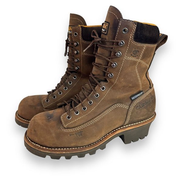 Carolina Composite Toe 8” Logger Boots CA7522 Mens 8.5 D Resistant Waterproof - Picture 2 of 11